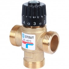 Stout Термостатический смесительный клапан для систем отопления и ГВС. G 1 НР    20-43°С KV 1,6