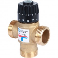 Stout Термостатический смесительный клапан для систем отопления и ГВС 1" НР   35-60°С KV 1,6