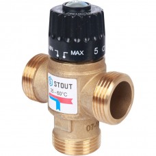 Stout Термостатический смесительный клапан для систем отопления и ГВС 1" НР 35-60°С KV 2,5