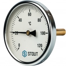 Stout Термометр биметаллический с погружной гильзой. Корпус Dn 100 мм, гильза 75 мм 1/2"